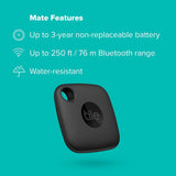 1-Pack. Black. Bluetooth Tracker, Keys Finder and Item Locator for Keys, Bags and More; up to 250 Ft. Range. Water-Resistant. Phone Finder. Ios and Android Compatible.