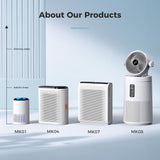 MK01 Air Purifier for Home and Office - Effective Smoke, Pollen, Dander, and Odor Removal with Sleep Mode and Speed Control - White (California Compliant)