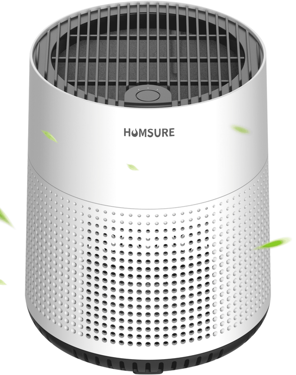 300 Sq.Ft Air Purifiers for Bedroom, H13 True HEPA Filter, Remove 99.9% Smoke Dust, White, HKJ-50A