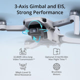 Mini 4K UHD Camera for Adults, under 249 G, 3-Axis Gimbal Stabilization, 10Km Video Transmission, Auto Return, Wind Resistance, 1 Battery for 31-Min Max Flight Time, Intelligent Flight