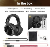 Wired over Ear Headphones Studio Monitor & Mixing DJ Stereo Headsets with 50Mm Neodymium Drivers and 1/4 to 3.5Mm Jack - Black