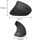 Wireless Vertical Ergonomic Optical Mouse, 800 / 1200 /1600 DPI, 5 Buttons for Laptop, Desktop, PC, Macbook - Black