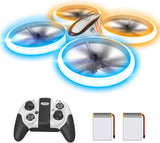 Rc Drone with Altitude Hold and Headless Mode,Quadcopter with Blue&Green Light,Propeller Full Protect,2 Batteries and Remote Control,Easy to Fly