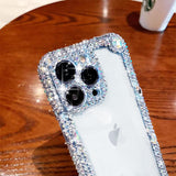 Designer Compatible with Iphone 14 Pro Max Bling Clear Case for Women,Cute Glitter Phone Case with Sparkle Rhinestone Diamond Camera Protection，Airbag Anti-Fall Crystal Hard Cover for Girl