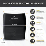 Touchless Paper Towel Dispenser by  - Wall Mount - Hold 500 Multifold Paper Towels - Black Smoke