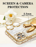 Phone 14 Pro Max Phone Case Women Cute for Apple Funda Cover Aesthetic Glitter Girls Girly Animal Rabbit Design Kawaii Stand Kickstand Bling Rhinestone Diamond Sparkle Forro Gold Luxury