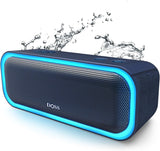 Bluetooth Speaker with 20W Stereo Sound, Active Extra Bass, IPX6 Waterproof, TWS Pairing, Multi-Colors Lights, 20H Playtime, Portable for Beach, Outdoor-Blue