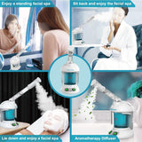 Face Steamer with Extendable 360° Rotating Arm - Portable Facial Steamer for Personal Care at Home or Salon (Blue)