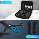 1080P HD FPV Foldable Carrying Case, 2 Batteries, 90° Adjustable Lens, One Key Take Off/Land, Altitude Hold, 360° Flip, Toys Gifts for Kids, Adults, Beginner