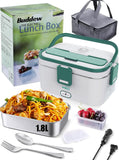  Large Capacity Heated Lunch Box 3 in 1 12V/24V/110V Portable Lunch Warmer for Car/Truck/Home/Office with Carry Bag and Fork and Spoon (Gray)