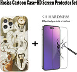 Cartoon Case for Iphone 14 Pro Max 6.7" with HD Screen Protector, Minnie Mouse with Wrist Strap Kickstand Metal Chain Strap Soft TPU Shockproof Protective for Girls Women