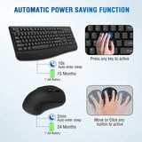 Wireless Keyboard and Mouse Combo with Comfortable Palm Rest for Windows, Mac OS Pc/Desktops/Laptops（Black）