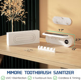 Toothbrush Sanitizer and Holder - 5 Toothbrush Slots & Timing Function - Cordless Wall Mounted Toothbrushsterlilizer Tooth Brushcleaner for Bathroom