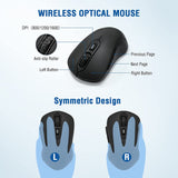 Wireless Keyboard and Mouse Combo with Comfortable Palm Rest for Windows, Mac OS Pc/Desktops/Laptops（Black）