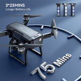 GPS Drones with 4K Night Vision, 3-Aix Gimbal, 2Mile Long Range, 75Mins Flight Time Professional Drone with 3 Battery, Auto Return+Follow Me+Fly Around+Beginner Mode for Kid