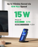 15W Fast Qi-Certified Wireless Charging Station with Sleep-Friendly Adaptive Light Compatible with Iphone 15 14 13 12 Pro XS 8 plus Samsung Galaxy S23 S22 S21 Note 20 