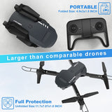 1080P HD FPV Foldable Carrying Case, 2 Batteries, 90° Adjustable Lens, One Key Take Off/Land, Altitude Hold, 360° Flip, Toys Gifts for Kids, Adults, Beginner