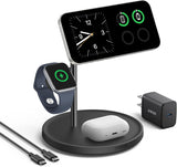 Magsafe-3 in 1 Wireless Charging Station, Qi2 Certified 15W Wireless Charger for Iphone 15/15 Pro/14/13/12, Apple Watch, Airpods