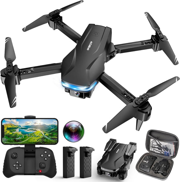 1080P HD FPV Foldable Drone for Beginners and Kids, Quadcopter with Voice Gesture Control with Carrying Case, One Key Take Off/Land, Optical Flow Positioning, 360° Flip, Waypoint Fly