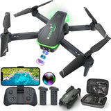 Foldable Remote Control Quadcopter with Voice Control, Gestures Selfie, Altitude Hold, One Key Start, 3D Flips, 2 Batteries, Toys Gifts for Boys Girls