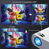 1080P Full HD Bluetooth Projector with Speaker, Outdoor Portable Movie Mini Projector Compatible with Laptop, Smartphone, TV Stick, Xbox, PS5