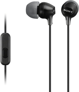  In-Ear Earbud Headphones with Mic, Black (MDREX15AP/B)