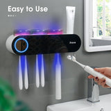 UV Toothbrush Holders for Bathrooms with Toothpaste Dispenser, 3 Cups Electric Toothbrush Holder Wall Mounted: Smart Home Gadgets & Stylish Bathroom Accessories