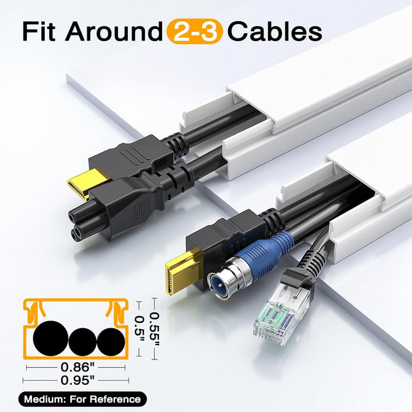 Cord Hider, 157In Cord Covers for Wires on Wall, Paintable Cable Hider, Cable Covers Wire Covers for Cords on Wall, Wire Hiders for TV on Wall Cable Management, 10X L15.7X W0.95X H0.55In, White