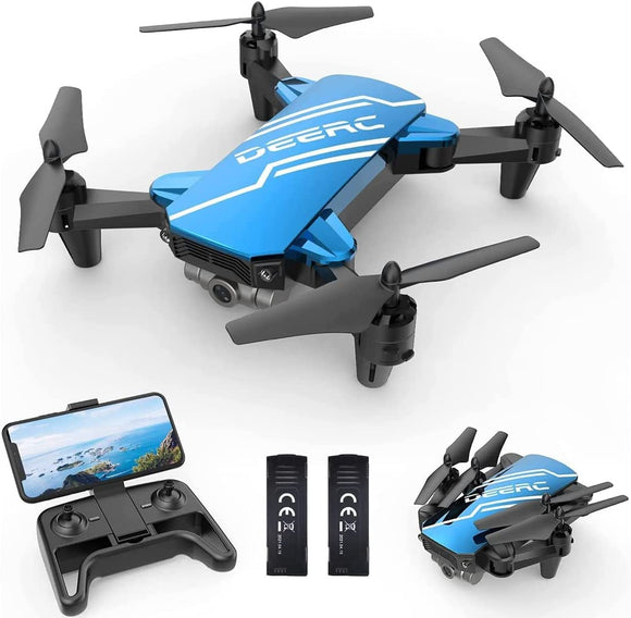 D20 Mini Drone with Camera for Kids, Remote Control with Voice Control, Gestures Selfie, Altitude Hold, Gravity Control, One Key Start, 3D Flips 2 Batteries, Blue