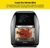 Air Fryer+ Rotisserie, Dehydrator, 17 Touch Screen Presets Fry, Roast, Dehydrate, Bake, XL 10L Family Size, Auto Shutoff, Large Easy-View Window, Black