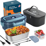  Portable Heated Lunch Box, 12/24/110V 1.5L Heating Lunch Box, SS Container, for Car Truck Work, Loncheras Para Hombres De Trabajo