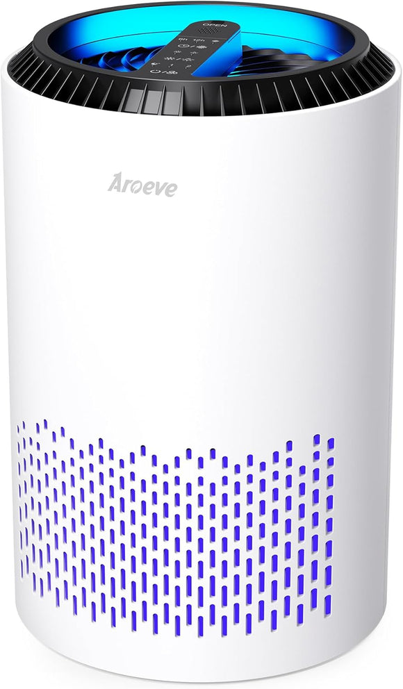 MK01 Air Purifier for Home and Office - Effective Smoke, Pollen, Dander, and Odor Removal with Sleep Mode and Speed Control - White (California Compliant)