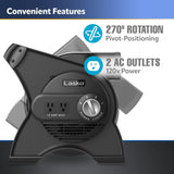 12” Pivoting High Velocity Blower Fans, 3 Speeds, 2 Accessory Outlets 120V, Black, U12104