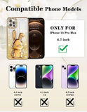 Phone 14 Pro Max Phone Case Women Cute for Apple Funda Cover Aesthetic Glitter Girls Girly Animal Rabbit Design Kawaii Stand Kickstand Bling Rhinestone Diamond Sparkle Forro Gold Luxury
