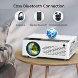 Mini Bluetooth Projector with Screen, 1080P Full HD Portable Projector, Movie Projector Compatible with TV Stick Smartphone/Hdmi/Usb, Indoor & Outdoor Use