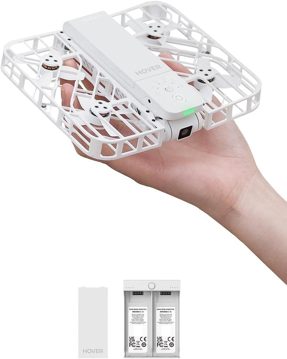 Self-Flying Camera Drone with Follow Me Mode, Foldable Mini Drone with HDR Video Capture, Palm Takeoff, Intelligent Flight Paths, Hands-Free Control White (Combo)