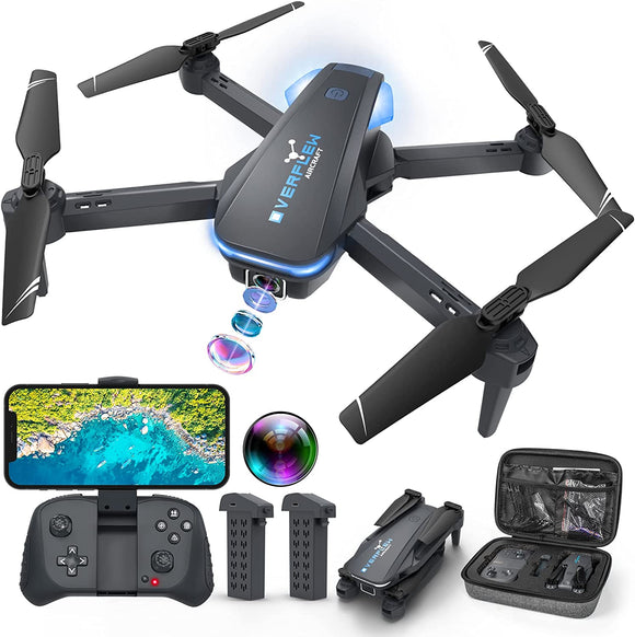Foldable Remote Control Quadcopter with Voice Control, Gestures Selfie, Altitude Hold, One Key Start, 3D Flips, 2 Batteries, Toys Gifts for Boys Girls