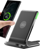 15W Fast Qi-Certified Wireless Charging Station with Sleep-Friendly Adaptive Light Compatible with Iphone 15 14 13 12 Pro XS 8 plus Samsung Galaxy S23 S22 S21 Note 20 