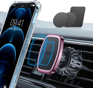 Ultra Magnetic Phone Mount [6 Strong Magnets] Cell Phone Holder Car Magnetic [Case Friendly] Phone Car Holder Mount for 4-6.7 Inch Smartphones (Black)