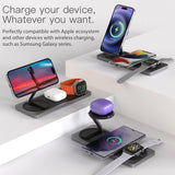 3 in 1 Charging Station for Apple Devices, Faster Mag-Safe Charger Stand, Magnetic Wireless Charger Station for Iphone 15/14/13/12 Series, Apple Watch Series, Airpods Pro(Black)