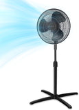 16 Inch Pedestal Fan| 3-Speed| 90° Oscillation| Adjustable Height| Standing Floor Fan for Living Room, Bedroom, Kitchen, and Home Office| Black