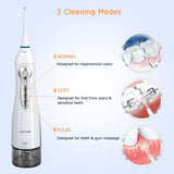 Teeth Cleaner 330ML 3 Modes Portable Dental Oral Irrigator USB Rechargeable Electric Dental Flosser for Teeth Braces Bridges Care Home Travel